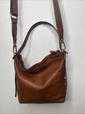 Fossil Leather Boho bucket Bag Double Straps
